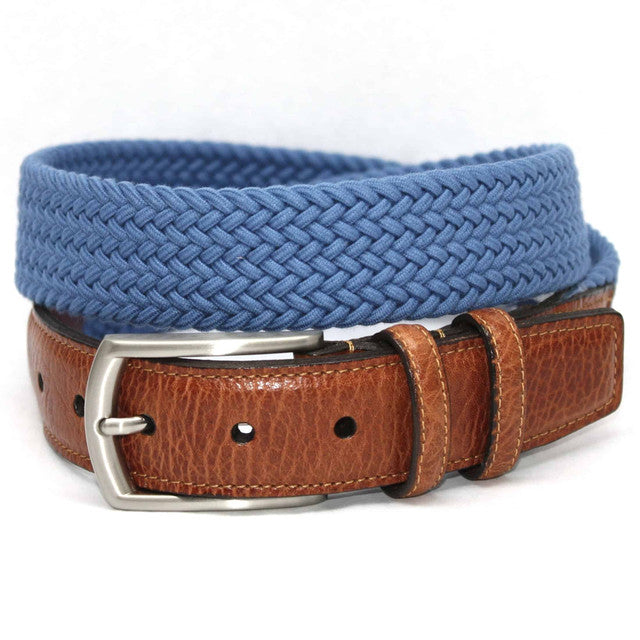 Italian Woven Cotton Elastic Belt - Royal blue