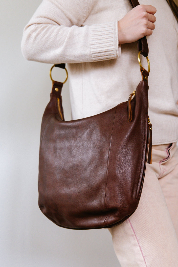 RFID Lined Argentinian Leather Sleek Crossbody Hobo Bag