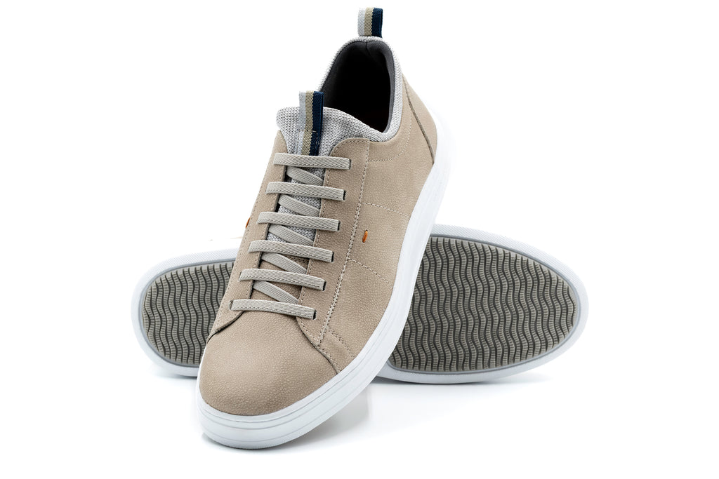 Cameron Hand Finished Nubuck Leather Sneakers in Putty Tan