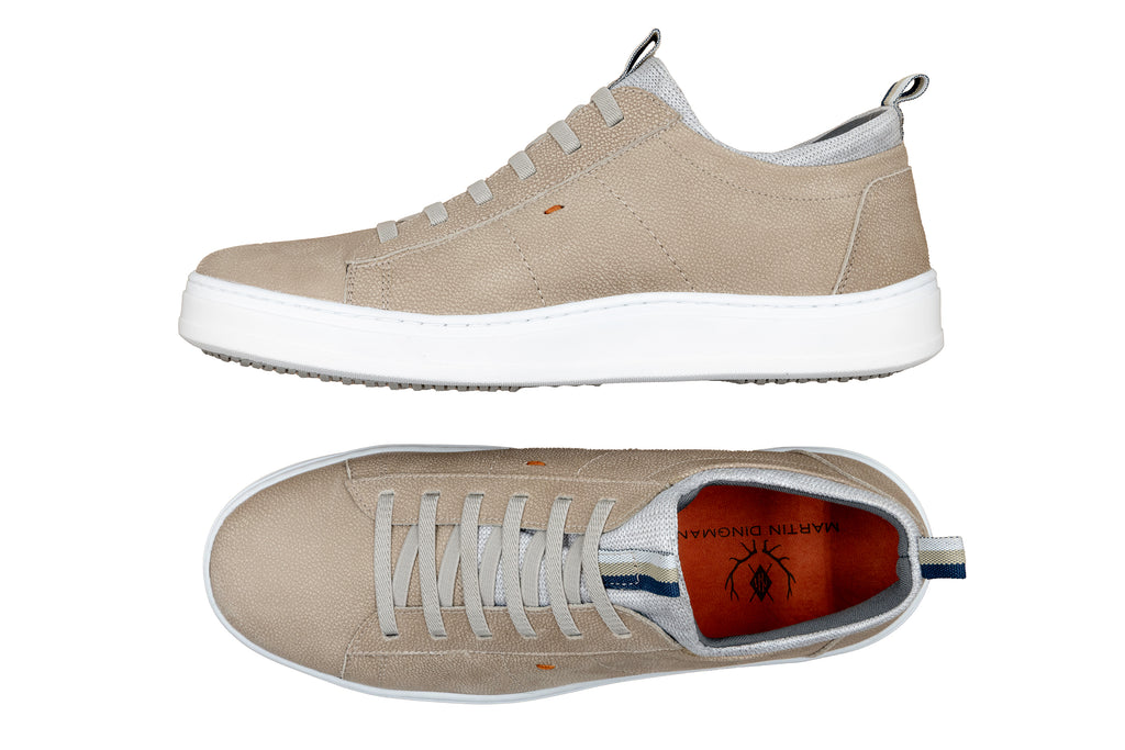 Cameron Hand Finished Nubuck Leather Sneakers in Putty Tan