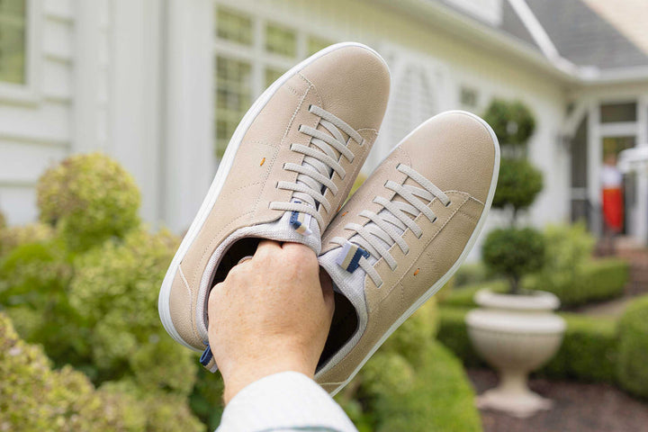 Cameron Hand Finished Nubuck Leather Sneakers in Putty Tan