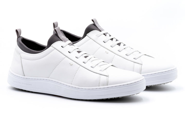 Cameron Hand Finished Sheep Skin Leather Sneakers - White
