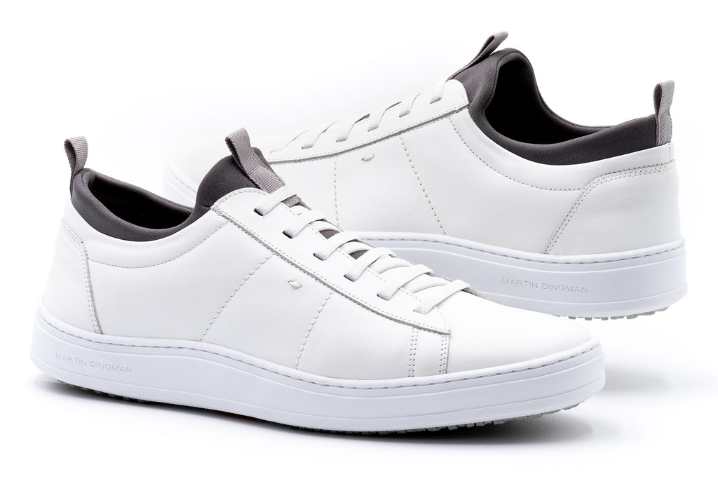 Cameron Hand Finished Sheep Skin Leather Sneakers - White