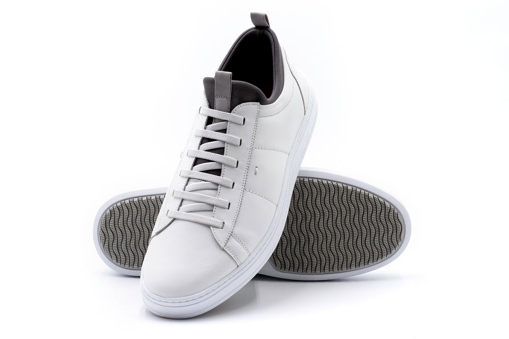 Cameron Hand Finished Sheep Skin Leather Sneakers - White