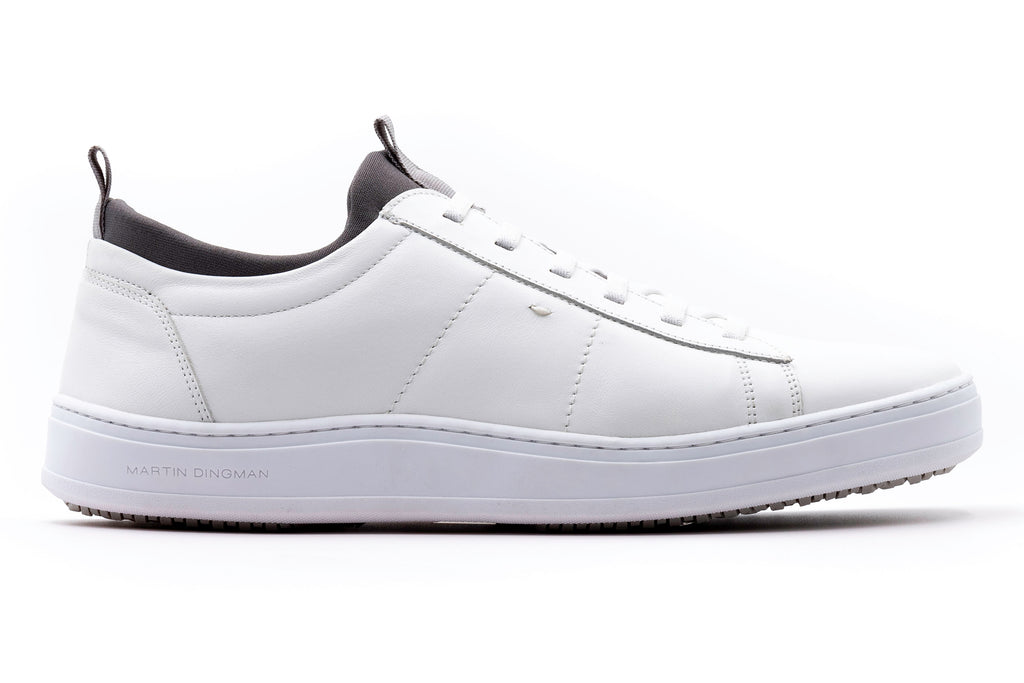 Cameron Hand Finished Sheep Skin Leather Sneakers - White