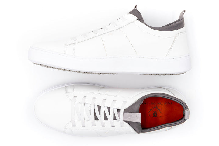 Cameron Hand Finished Sheep Skin Leather Sneakers - White