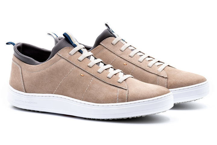 Cameron Hand Finished Nubuck Leather Sneakers in Mushroom