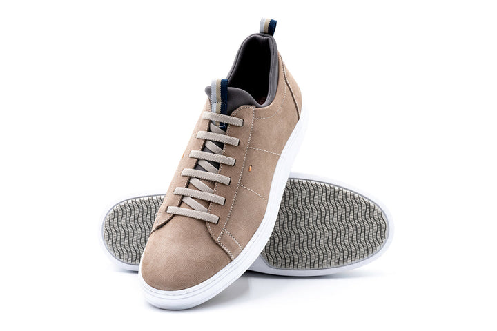 Cameron Hand Finished Nubuck Leather Sneakers in Mushroom