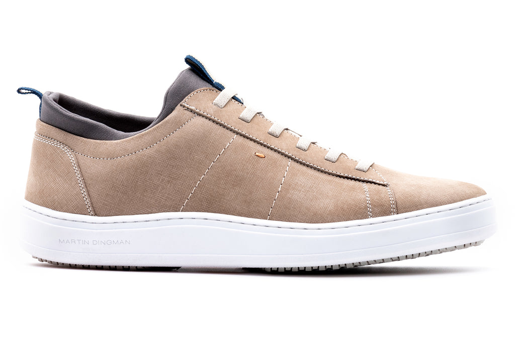Cameron Hand Finished Nubuck Leather Sneakers in Mushroom