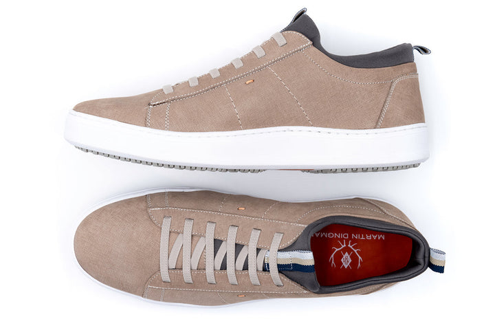 Cameron Hand Finished Nubuck Leather Sneakers in Mushroom
