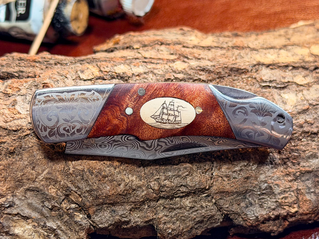 Craftmasters Scrimshaw Pocket Knife - Clipper Ship