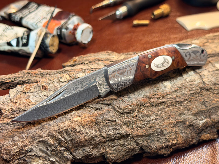 Craftmasters Scrimshaw Pocket Knife - Nantucket Island Map