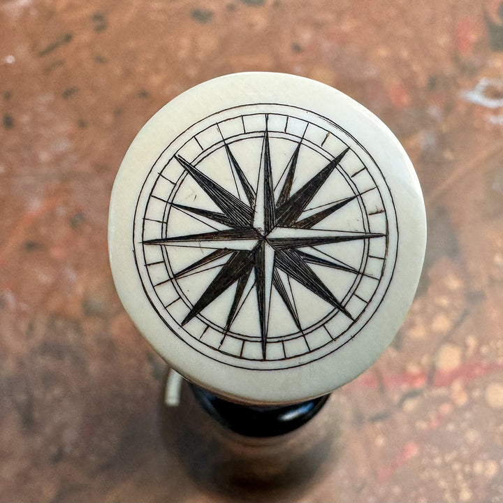 Nautical Compass Rose  - Scrimshaw Bottle Stopper