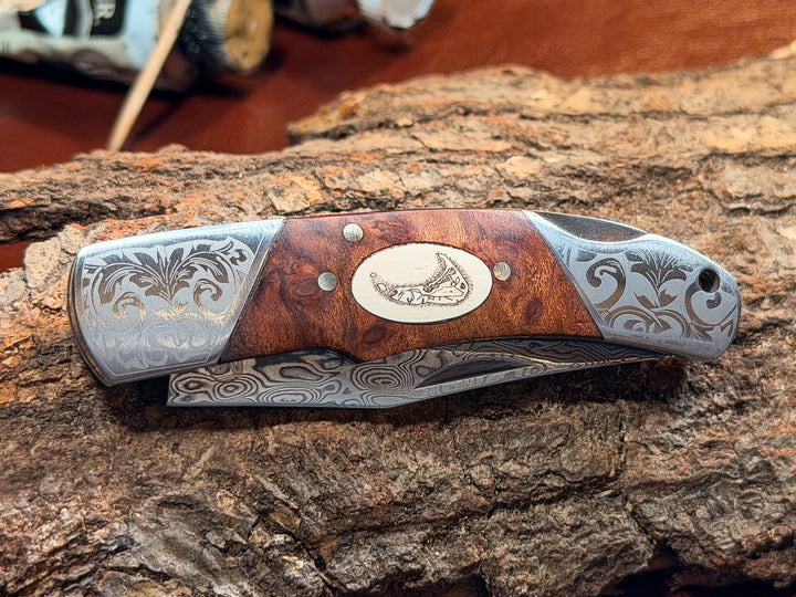 Craftmasters Scrimshaw Pocket Knife - Nantucket Island Map