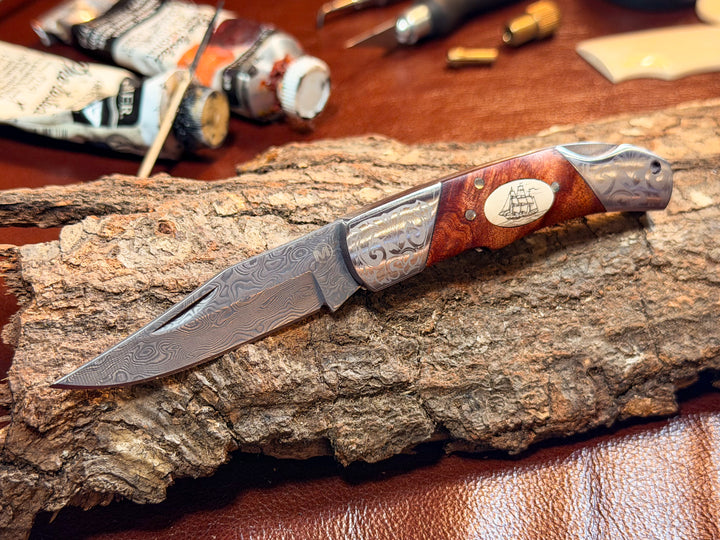 Craftmasters Scrimshaw Pocket Knife - Clipper Ship
