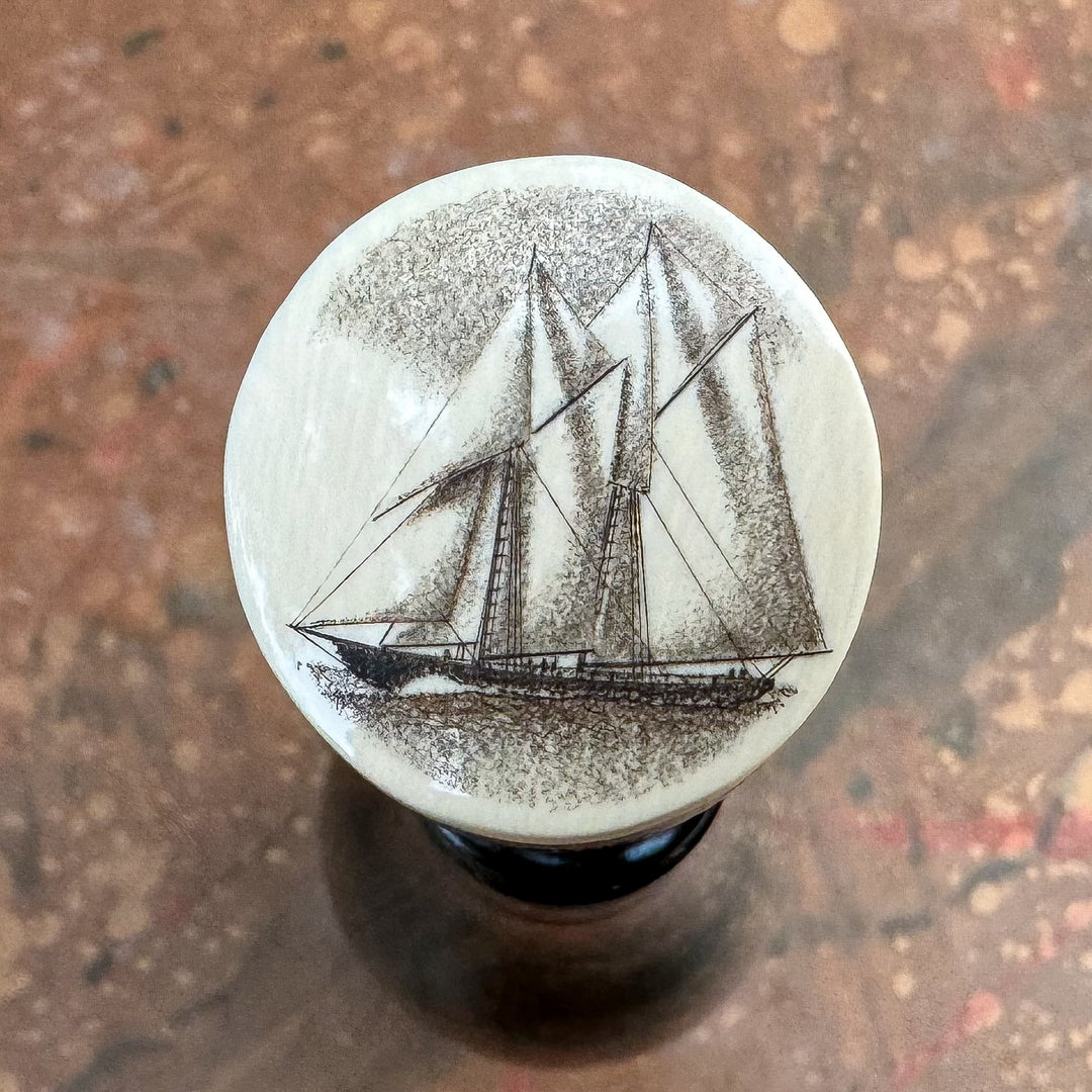 Sailing Schooner - Scrimshaw Bottle Stopper