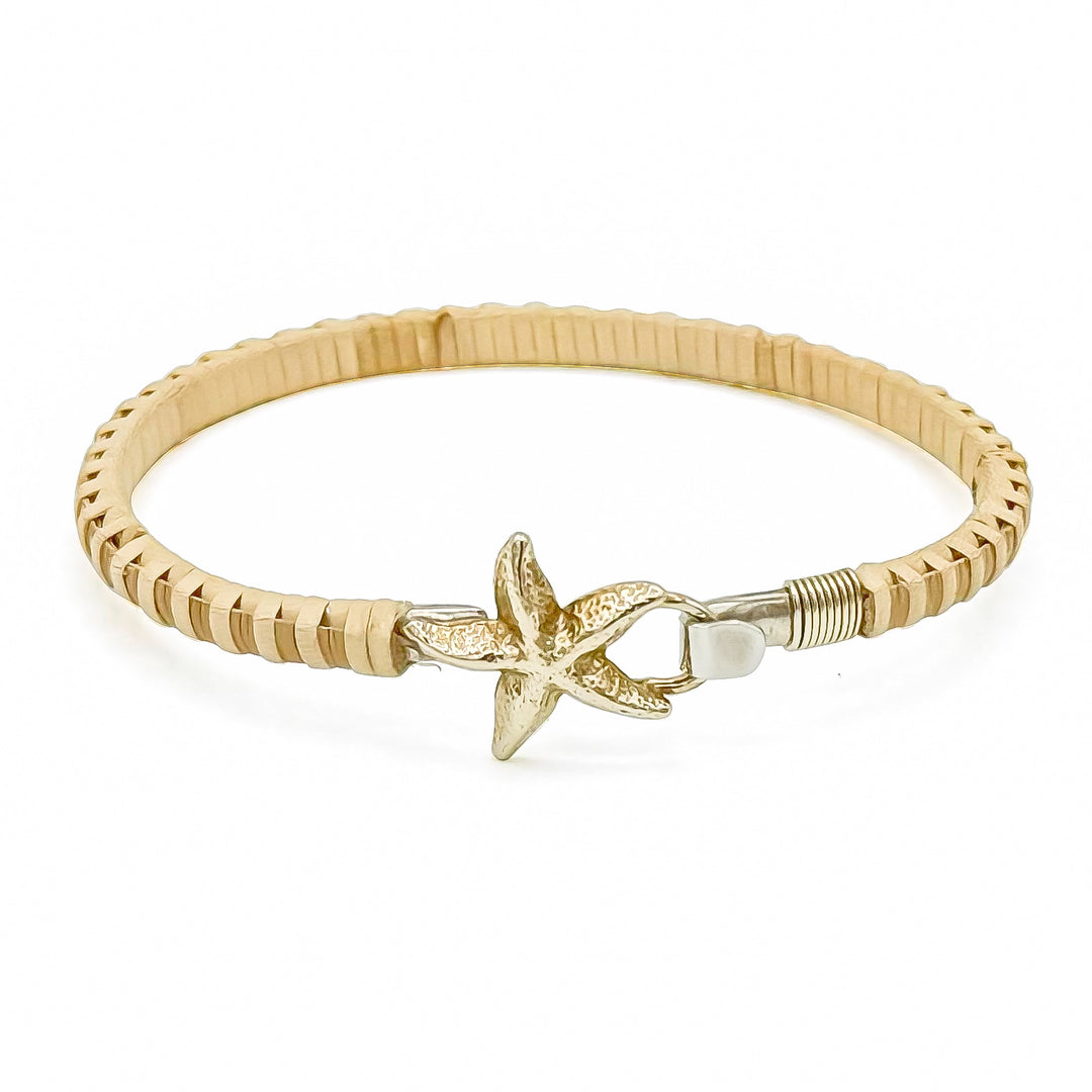 Starfish - Lightship Cane, 14K Gold and Sterling Silver Bangle Bracelet