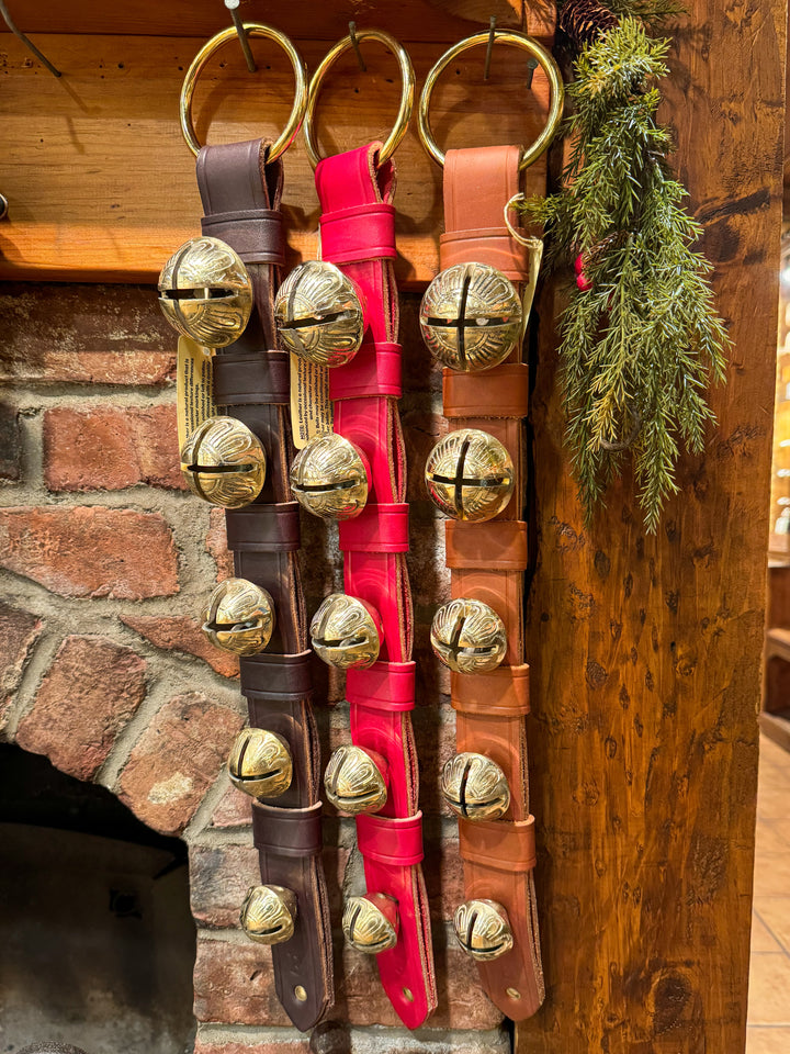 Medium Leather Strap With Keepers - 5 Solid Brass Bells