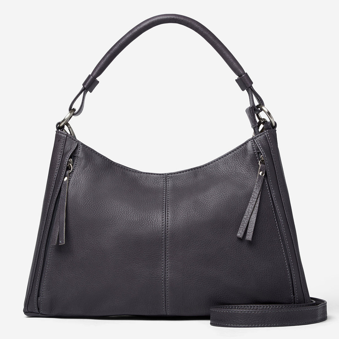 RFID Lined Leather Zip Top Convertible Tote Purse