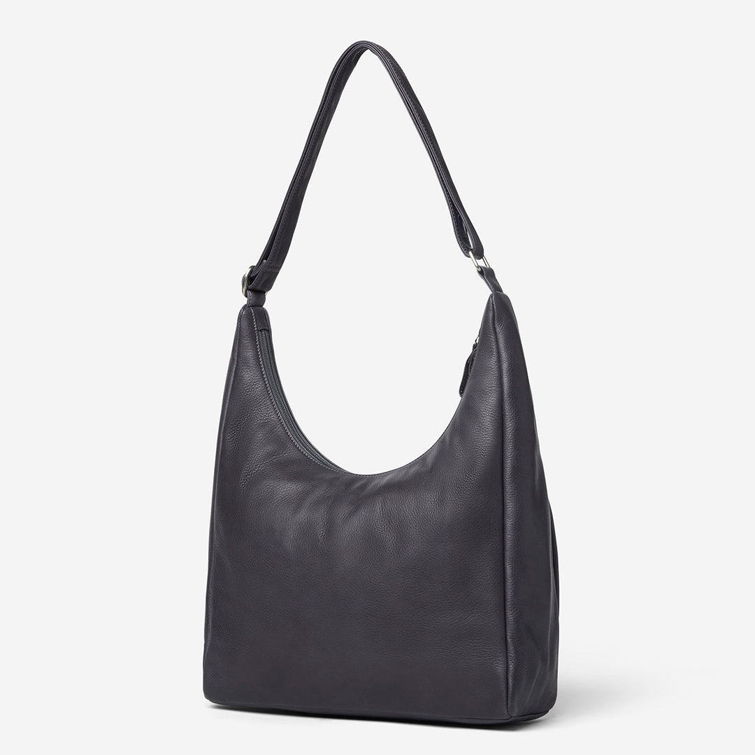 RFID Lined Leather Crossbody Hobo Bag