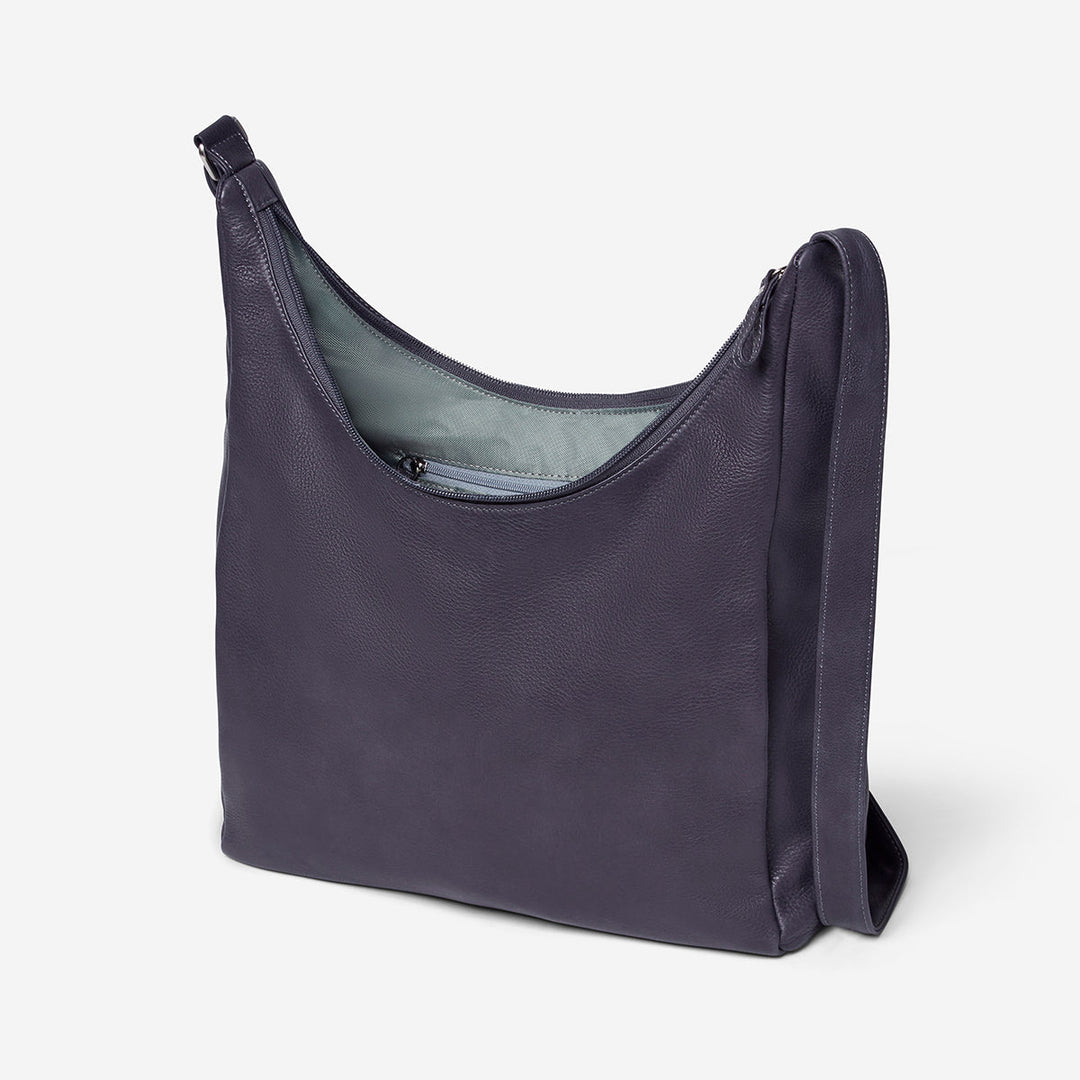 RFID Lined Leather Crossbody Hobo Bag