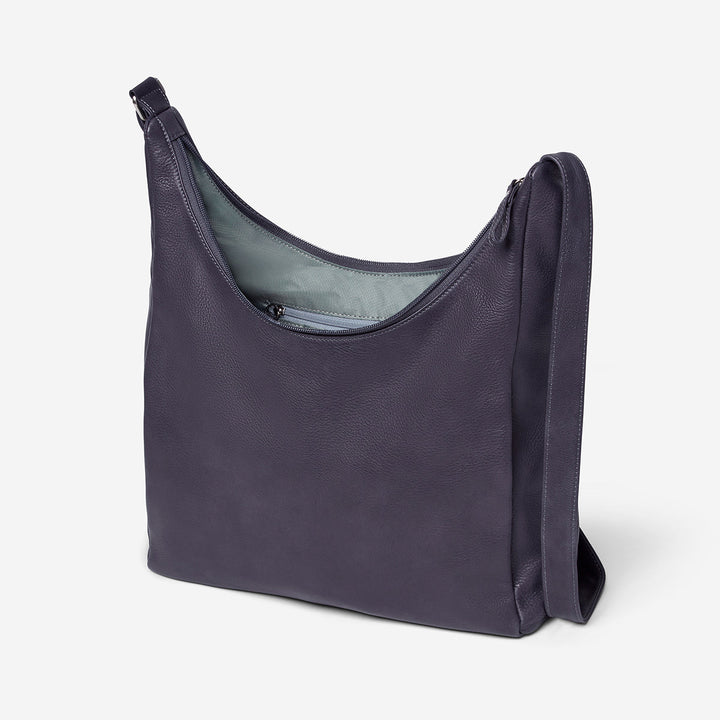 RFID Lined Leather Crossbody Hobo Bag