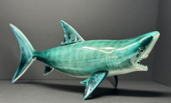 Tiger Shark Hand Blown Art Glass Fish