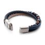 Men's Full Grain Leather and Denim Multi-Strand Bracelet with Lapis Lazuli and Tiger's Eye