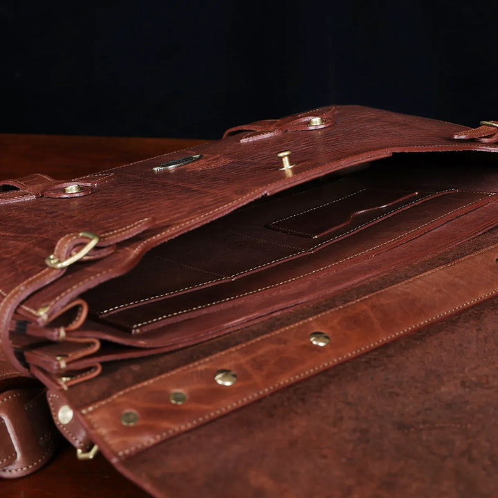 World-War II Inspired Leather Navigator Briefcase