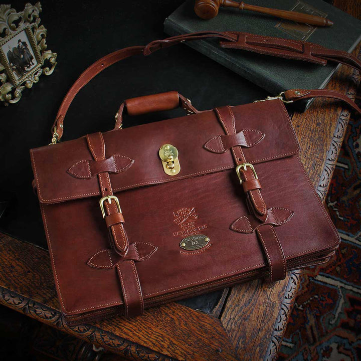 World-War II Inspired Leather Navigator Briefcase