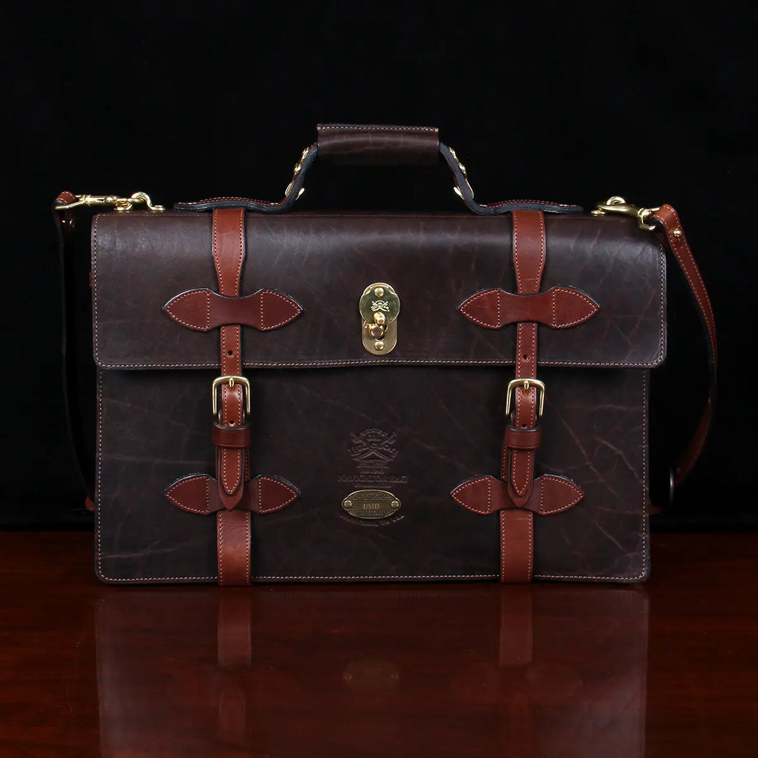 World-War II Inspired Leather Navigator Briefcase