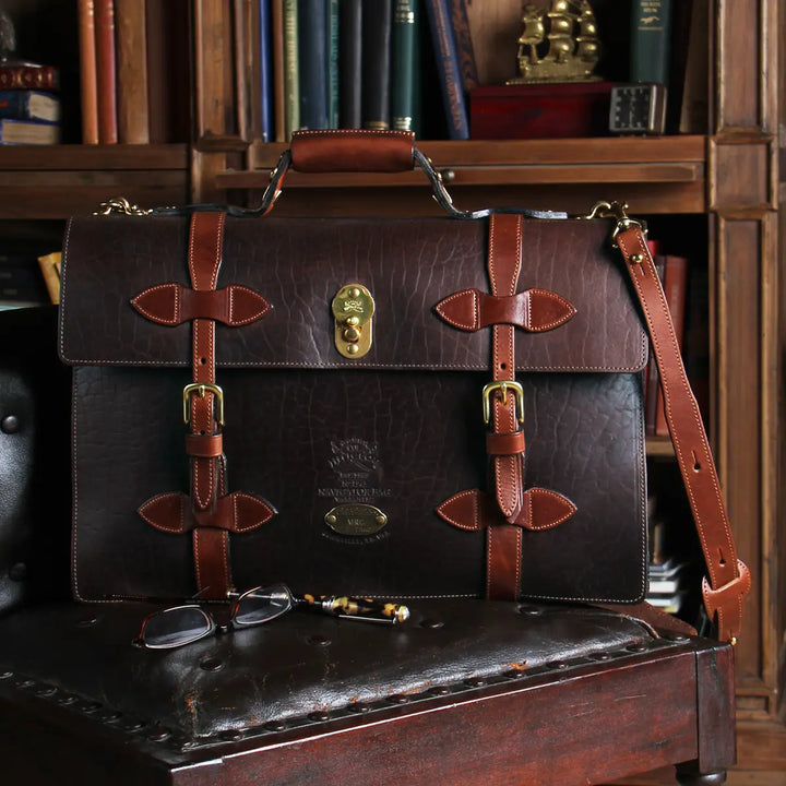 World-War II Inspired Leather Navigator Briefcase