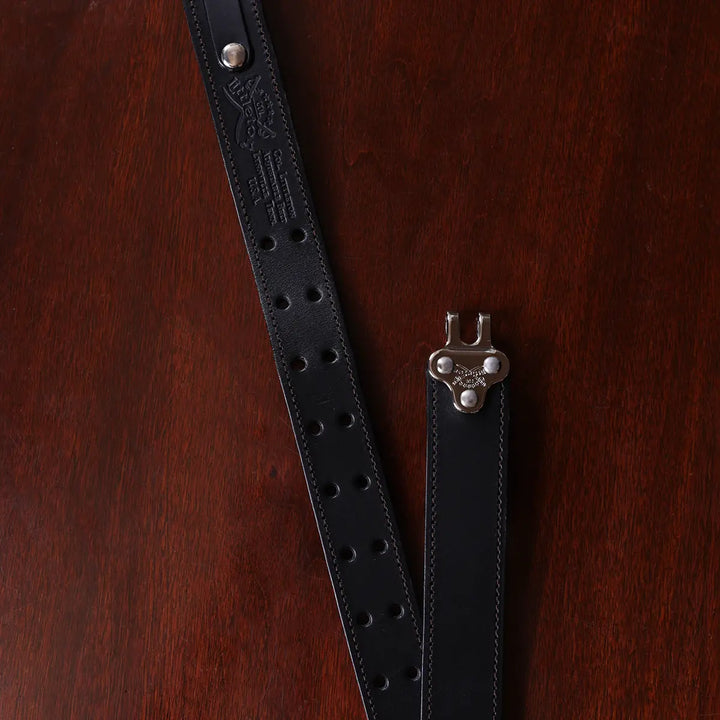 Italian Bridle Leather Cinch Belt with Stainless Steel Hardware - Black