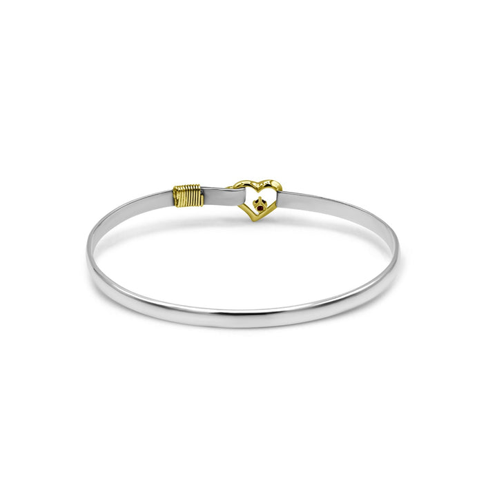 Heart w/ Ruby Bangle Bracelet - 14K Gold, and Sterling Silver