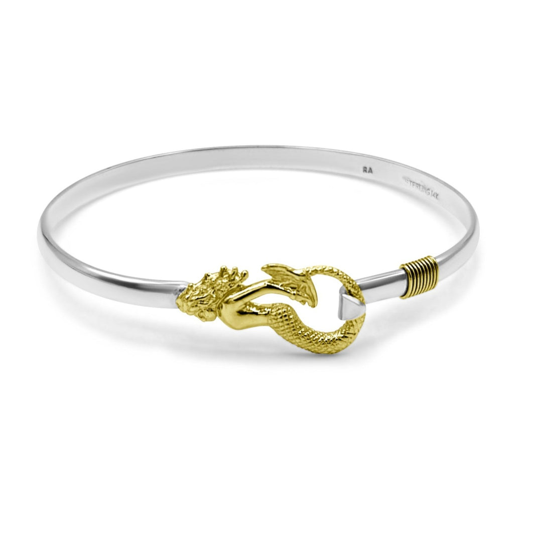 Mermaid Bangle Bracelet - 14K Gold, and Sterling Silver