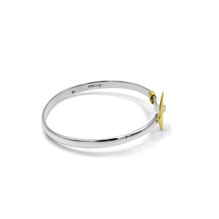Whale Tail Bangle Bracelet - 14K Gold, and Sterling Silver