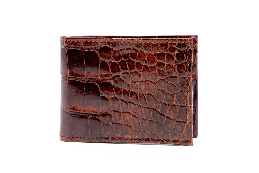 Glazed Genuine American Alligator Leather Billfold