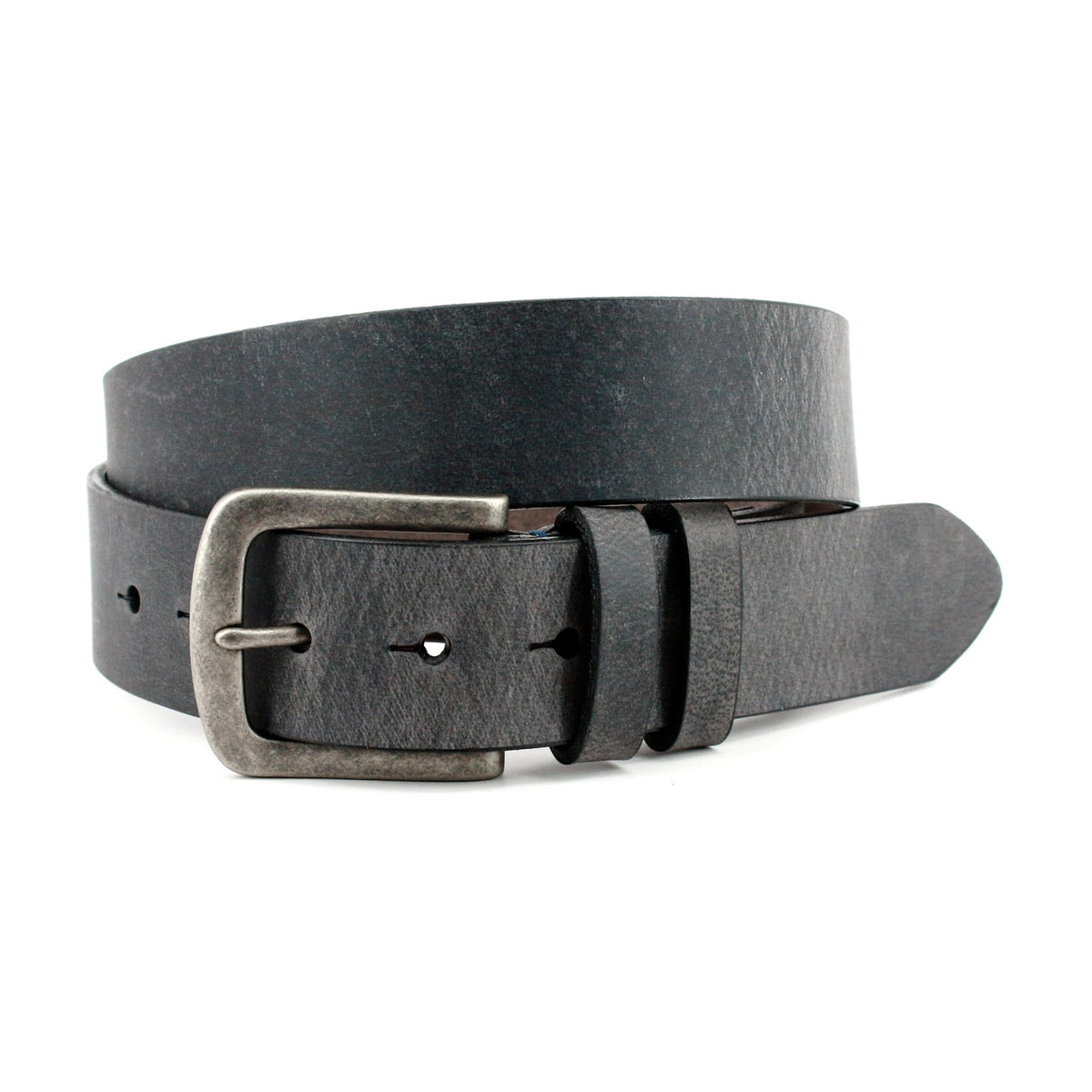 Distressed Waxed Harness Leather Belt - Charcoal
