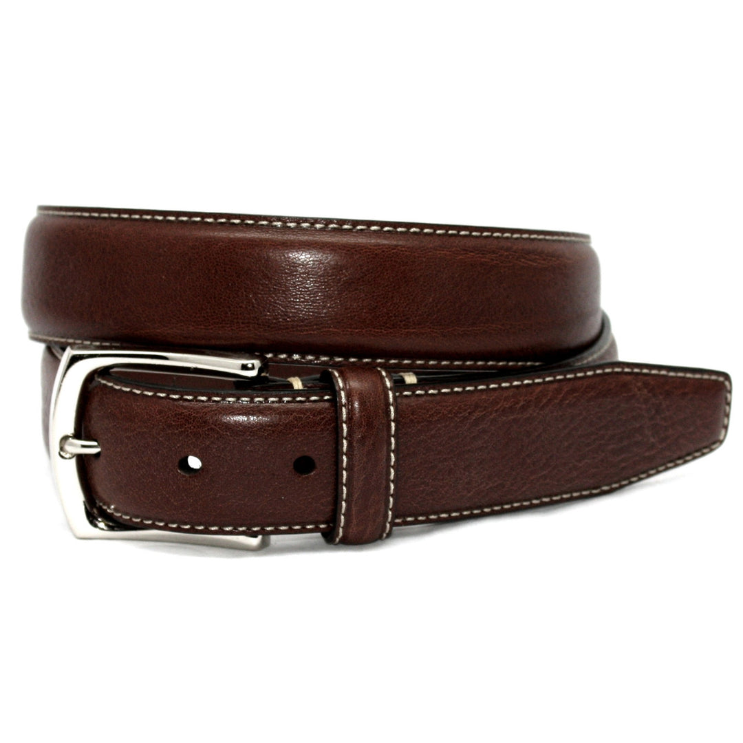 Burnished Tumbled Leather Belt - Brown