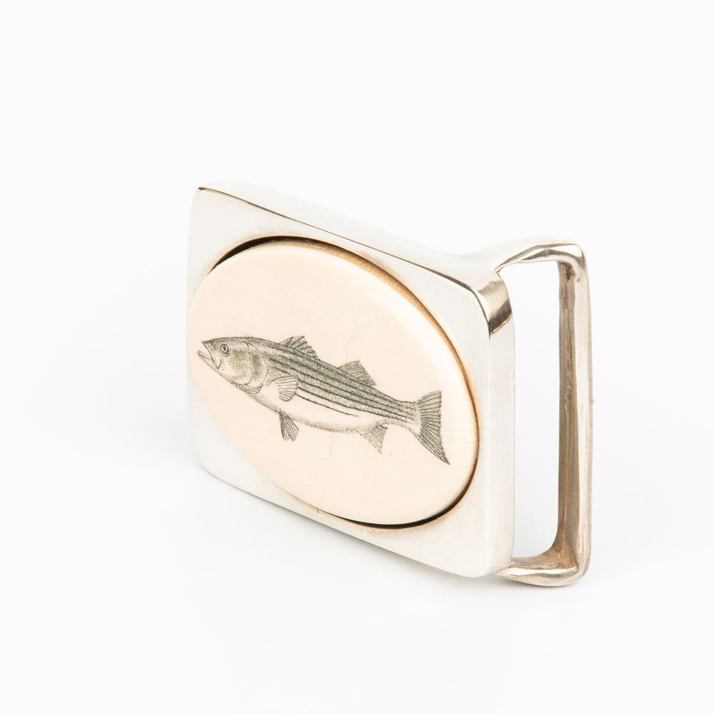 Striped Bass Buckle sm - Scrimshaw, Mammoth Ivory, Sterling Silver –  Craftmasters of Nantucket