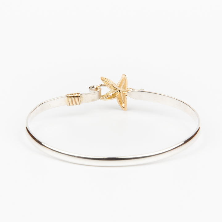 Starfish Bangle Bracelet - 14K Gold and Sterling Silver