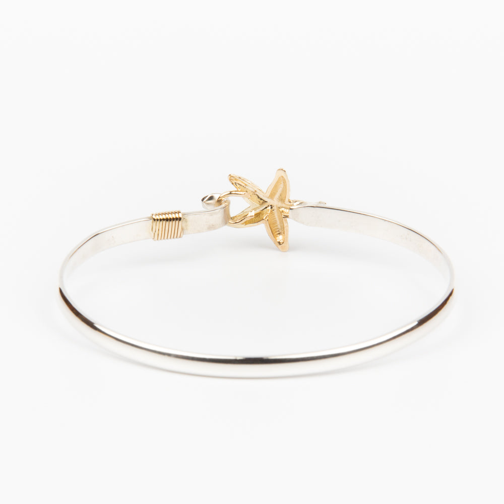 Starfish Bangle Bracelet - 14K Gold and Sterling Silver