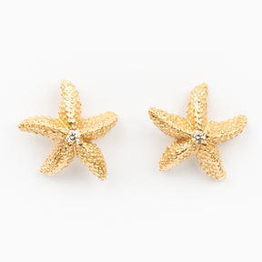 Starfish Earrings - 14K Gold and Diamond