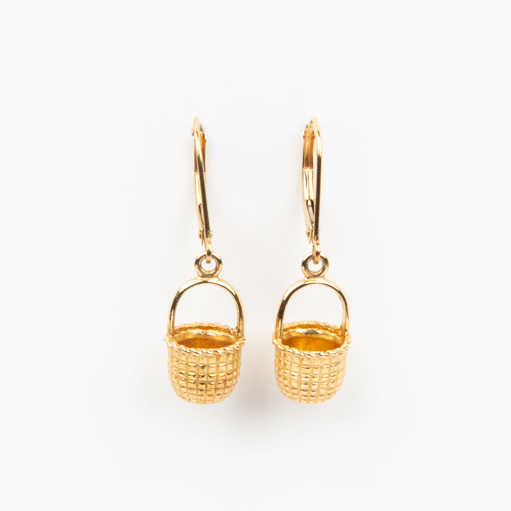 Nantucket Lightship Basket Earrings 1 - 14K Gold