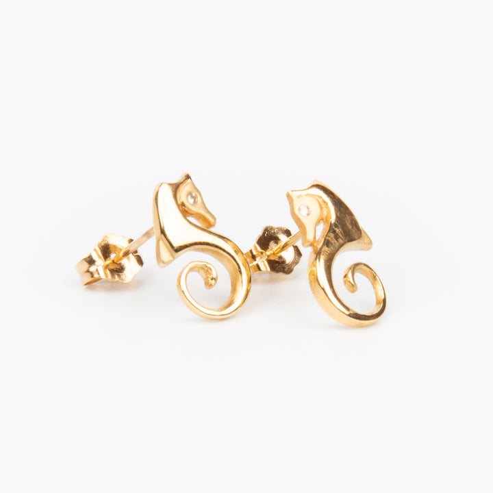Sea Horse Earrings - 14K Gold and Diamond