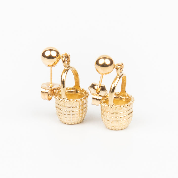 Nantucket Lightship Basket Earrings 2 - 14K Gold