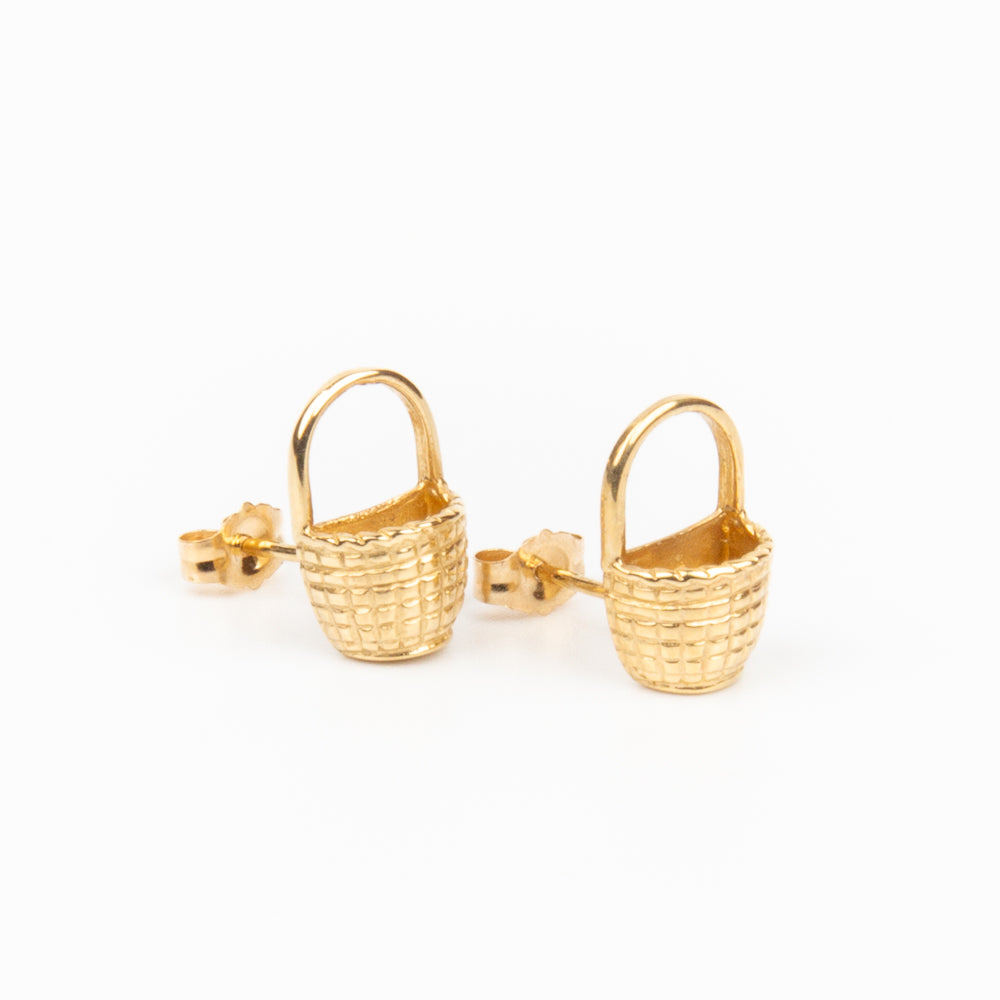 Nantucket Lightship Basket Earrings 3 - 14K Gold