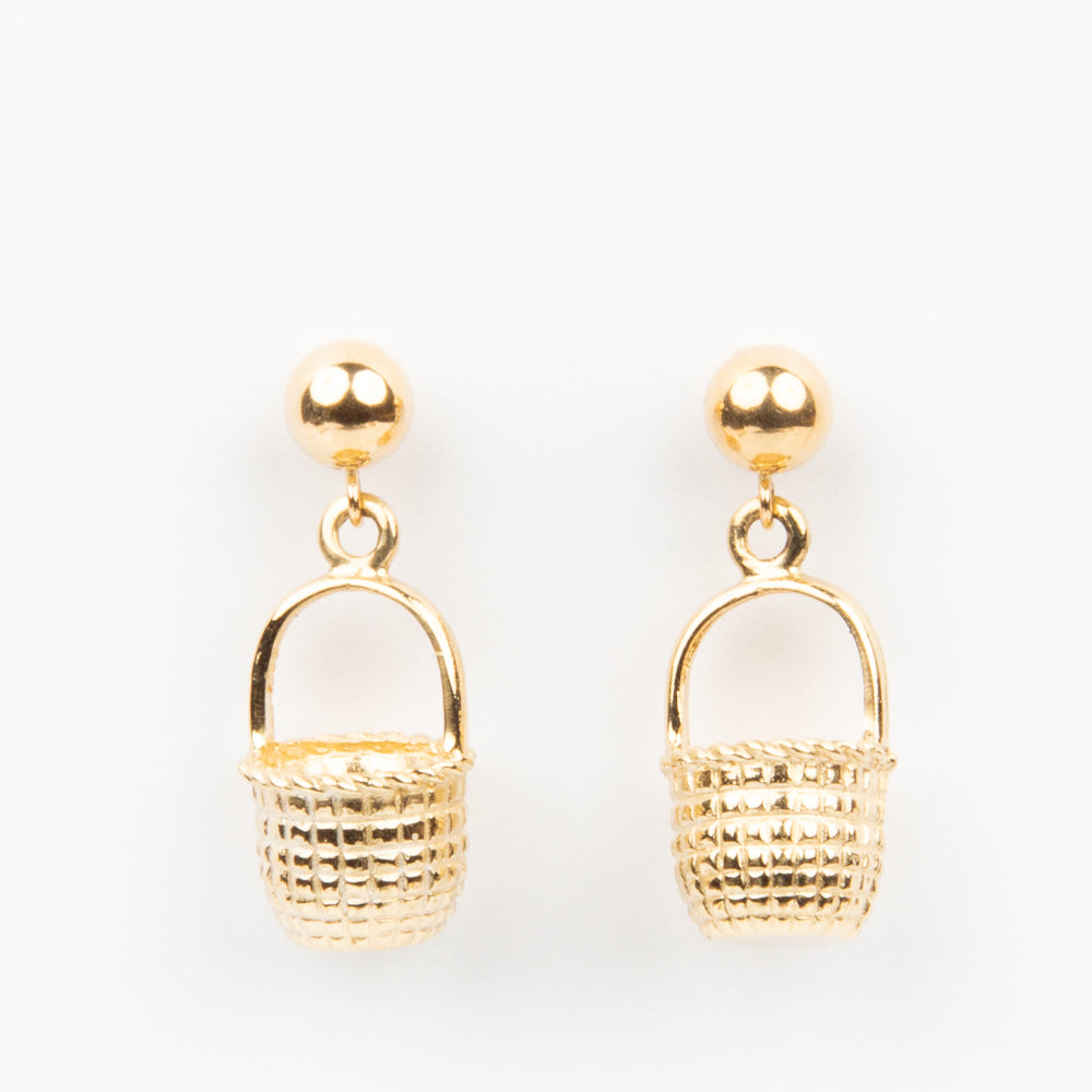 Nantucket Lightship Basket Earrings 2 - 14K Gold