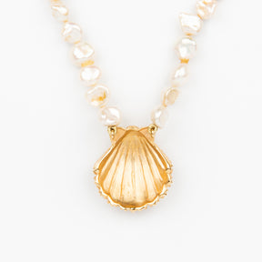Scallop Necklace - 14K Gold and Pearls