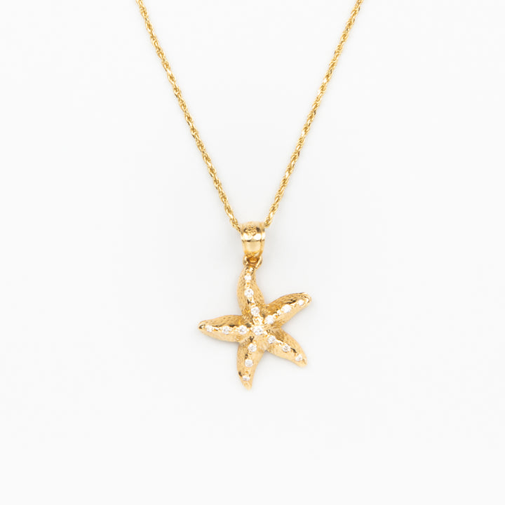 Starfish Necklace - 14K Gold and Diamonds